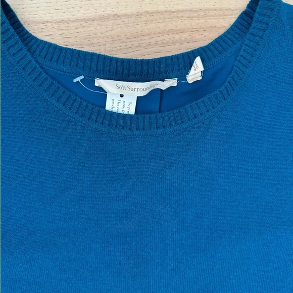 Soft surroundings M mixed media sweater tunic top in teal, wool blend - Picture 4 of 11